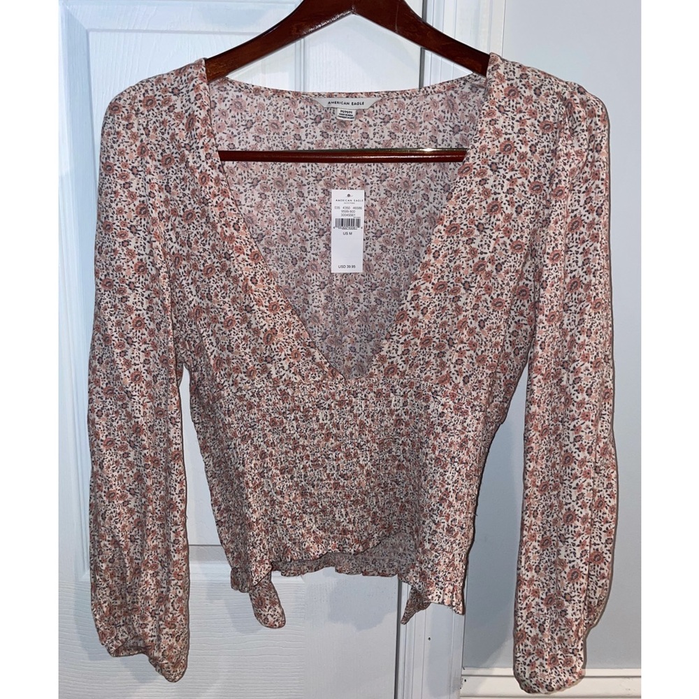 American Eagle Floral Plunge Top